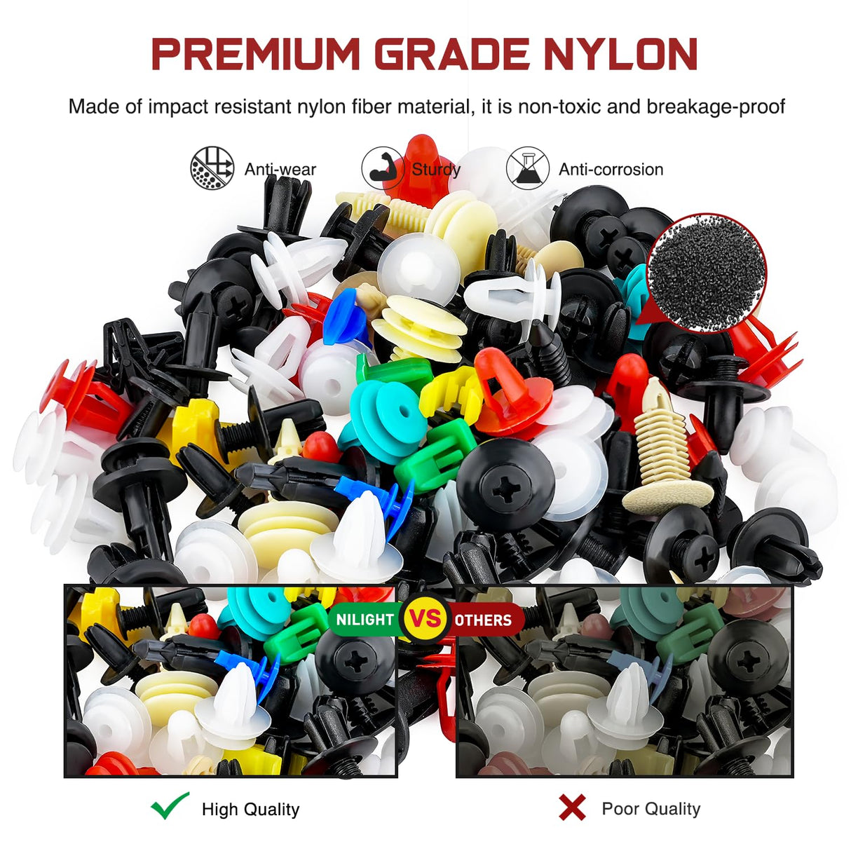 Nilight 501PCS Universal Car Clips Mixed Auto Bumper Fender Trim Door Shield Engine Retainer Rivet Push for GM Ford Chrysler Toyota Lexus Honda Acura Dodge Jeep Fastener Remover