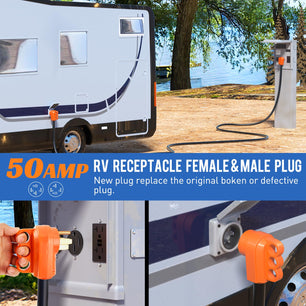 50Amp RV Replacement Male Plug Female Plug Nilight