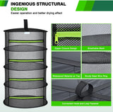 4 Layer Herb Drying Rack Hanging Mesh Net Foldable Plant Drying Racks 24 Inch w Green Zipper Pruning Shears Hook Dryer Hanging Rack for Herbs Seed Bud Fruit Clothes Grow Tent Closets Garden Outdoor
