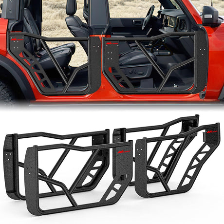 Tube Doors Compatible with Ford Bronco 4-Door 2021 2022 2023 2024 2025，Off Road Front Rear Tubular Doors 4PCS