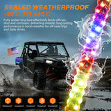 RGB LED Whip Light 1PC 2FT Spiral Antenna Whips | APP and Remote Control with DIY Chasing Patterns Turn Signal Brake Reverse Functions and Spring Base for ATV UTV Jeep