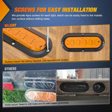 6Inch Oval Tail Light 2PCS 35LED Arrow Amber Running Turn Signals Lights Surface Mount Waterproof for 12V Caravan Truck RV Camper Trailer Bus