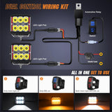 LED Pod Lights Heated Lens with Amber DRL 4 Inch 60 W Square Super Spot Light 16AWG Wiring Harness Kit for Offroad Driving Light Anti Freeze Function LED Work Lights for Truck UTV ATV SUV Jeep
