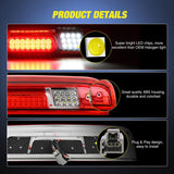 Third Brake Light High Mount 3rd Brake Stop Reverse Cargo LED Lights Red Shell Compatible with Chevy Silverado GMC Sierra 1500 2500 3500HD 2014 2015 2016 2017 2018 Pickup Truck