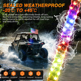 RGB LED Whip Light 1PC 4FT Spiral Antenna Whips | APP and Remote Control with DIY Chasing Patterns Brake Reverse Functions and Spring Base for ATV UTV RZR Can Am and Jeep