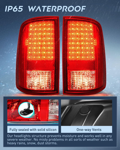Taillight Assembly Compatible with 2009 2010 2011 2012 2013 2014 2015 2016 2017 2018 Dodge Ram 1500 2010-2018 Ram 2500 3500 Incandescent Type Upgrade LED Tail Lights Rear Brake Lamps