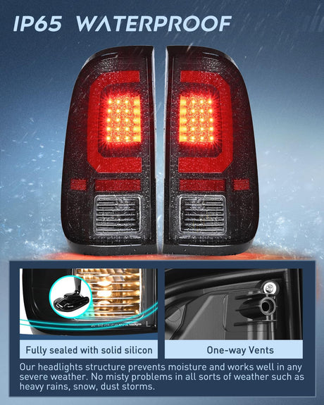 Taillight Assembly Compatible with 2008 2009 2010 2011 2012 2013 2014 2015 2016 Ford F250 F350 F450 Super Duty Incandescent Type Upgrade LED Tube Tail Lights Rear Brake Lamps