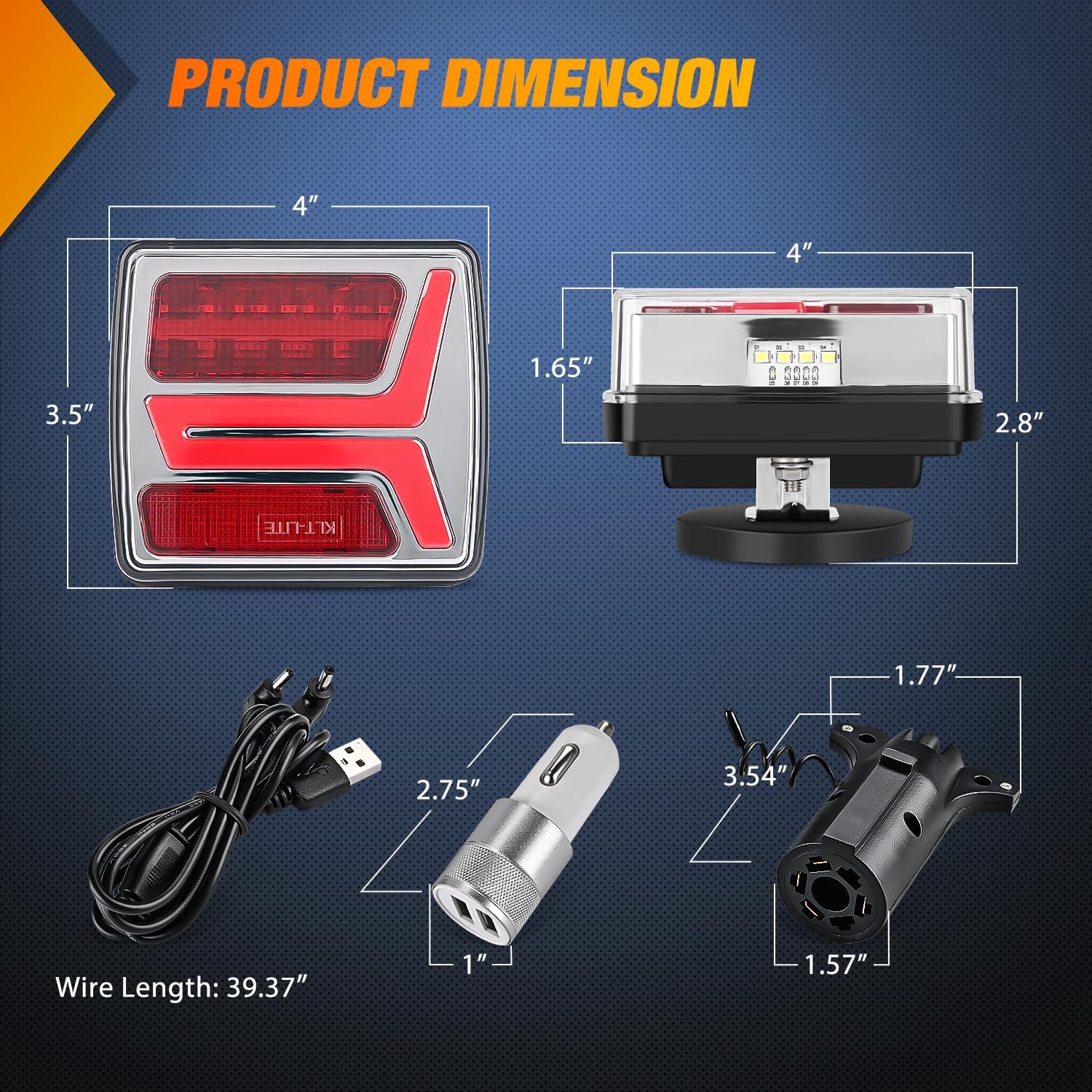 58Leds Wireless Tow Tail Light Rechargeable Towing Light Kit (Pair) Nilight