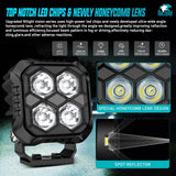 LED Pod Light 2 PCS 2.8 Inch 20W Square 4 LED Hyper Spot Beam Driving Offroad Lights w/18AWG Rocker Switch Wiring Harness Kit for Truck Motorbike Boat ATV UTV