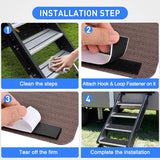 RV Step Covers 4 Pack 19 x 7.5 inches, Non Slip Camper Stair Cover Rug with Hook & Loop Works on Electrical Manual RV Stairs Carpet Step Rug for Mobile Home Camper Trailers Steps Outside, Gray