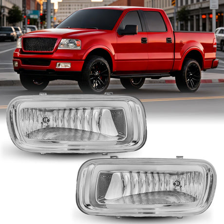 Fog Light Assembly Fog Lights Assembly Compatible with 2004 2005 2006 Ford F-150 F150 Left Driver and Right Passenger Side Clear Lens w/H10 12V 42W Bulbs