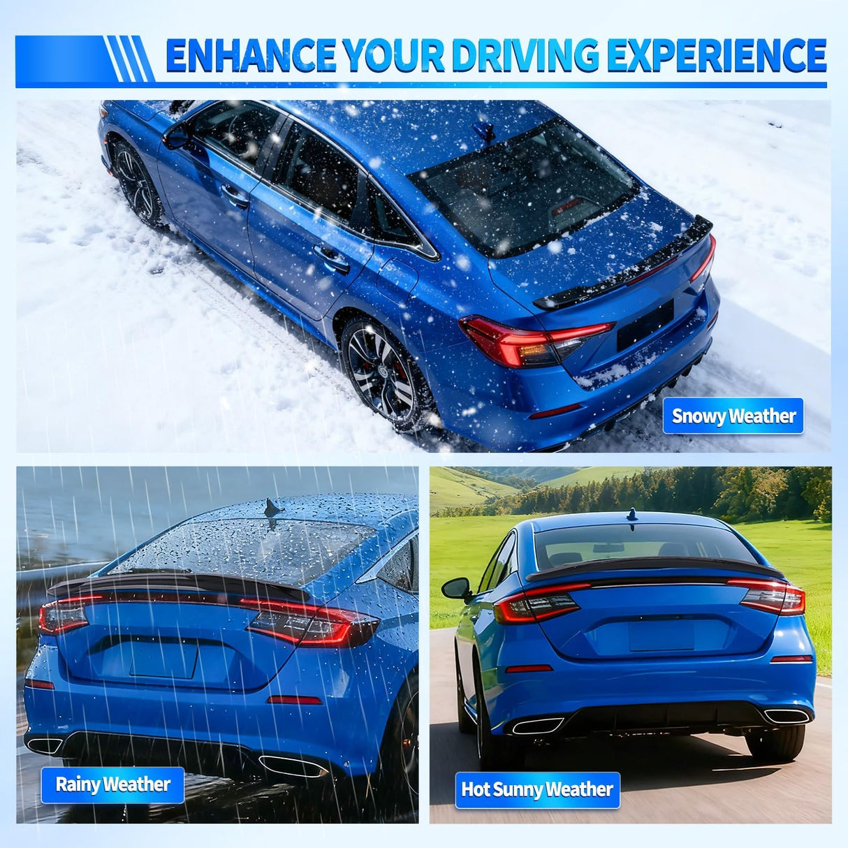 Spoiler Fit for Honda Civic Sedan 2022 2023 2024 2025 22 23 24 25 Spoilers for Cars Rear Spoiler Wing ABS Sporty Appearance Rear Trunk Lip Accessories No-Drill Installation, Glossy Black