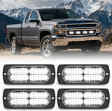 4PCS 24LED Emergency Strobe lights 12V 24V White Surface Mount Grille Hazard Safety Warning Light Sync Feature Side Flashing Marker Flash for Car Truck Campers