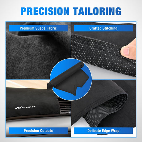 Dash Cover for Toyota Camry 2007 2008 2009 2010 2011, Custom Fit Suede Dashboard Mat Non‑Slip Sunshade Glare Protector Interior Accessories Black