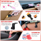 Automotive Tools 52PCS Car Detailing Kit Auto Cleaning Tools Wash Set with Storage Carry Bag Home Use for Interior Exterior Deep Clean Polish Car Care Windshield Dashboard Seat Air Vents Wheels Tires, Red