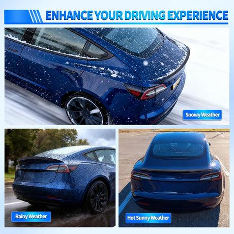 Spoiler Fit for Tesla Model 3 2017-2023 Spoilers for Cars Rear Spoiler Wing Sporty Appearance Rear Trunk Lip Exterior Accessories No-Drill Installation ABS Carbon Fiber Pattern, Matte Black