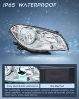 Headlight Assembly Compatible with 2008 2009 2010 2011 2012 Chevy Malibu 4 Door Halogen Factory Headlamp Chrome Housing Clear Reflector Headlamp Passenger and Driver Side