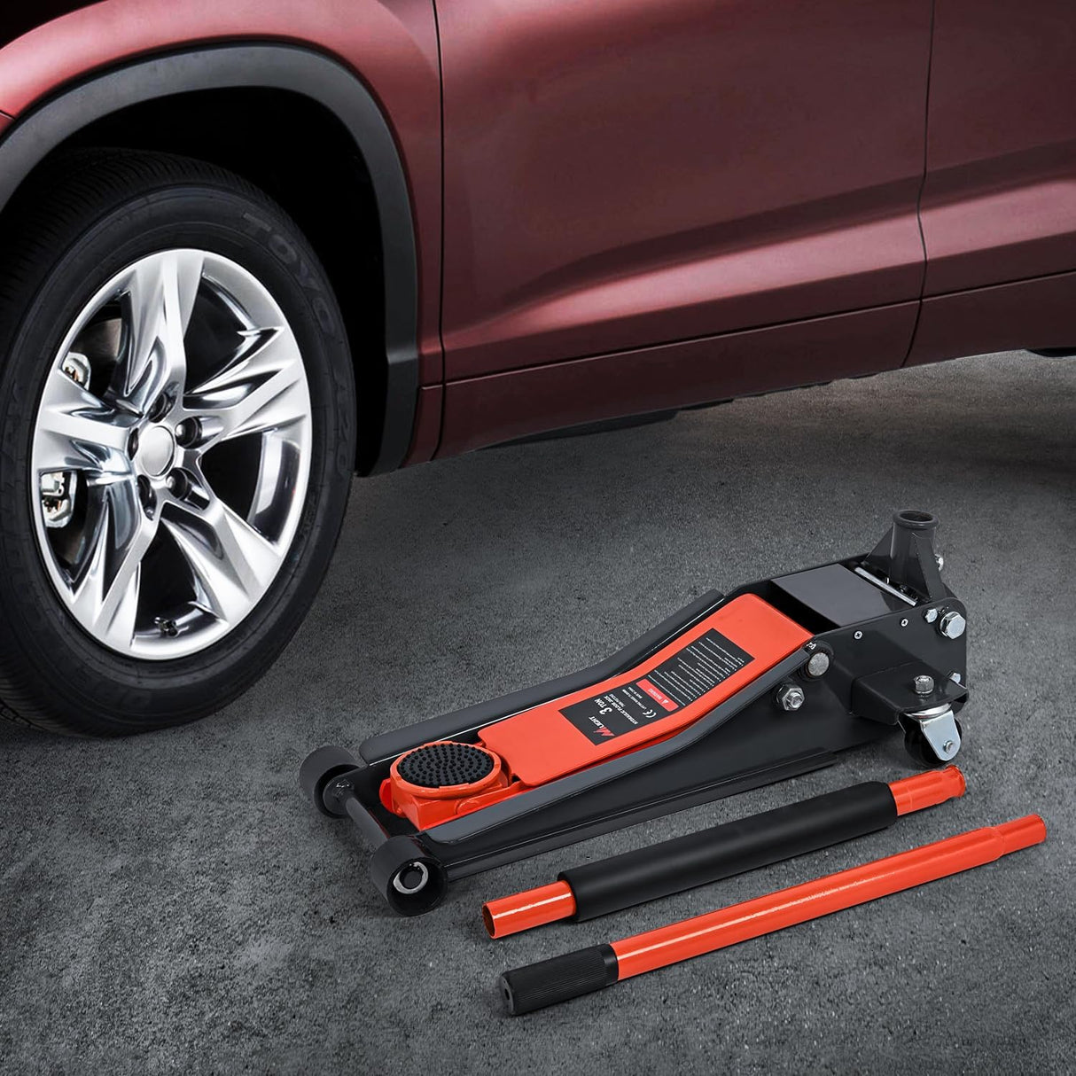 3 Ton Floor Jack, Low Profile Car Hydraulic Jack with Dual Pistons Quick Lift, 2.95 Inch-19.88 Inch Lifting Range