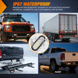 Strobe Light 2PCS 6Inch Oval 24 LED Red White Recessed Rubber Grommet Marker Clearance Road Flare Emergency Warning Lights IP67 Waterproof for Trailer Truck Pickup Camper RV Boat