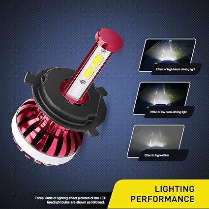 20018H Red 2PCS 30W H4/9003 Super Bright Headlight Conversion Kit Replacement Bulb 6000K, 1 Pack