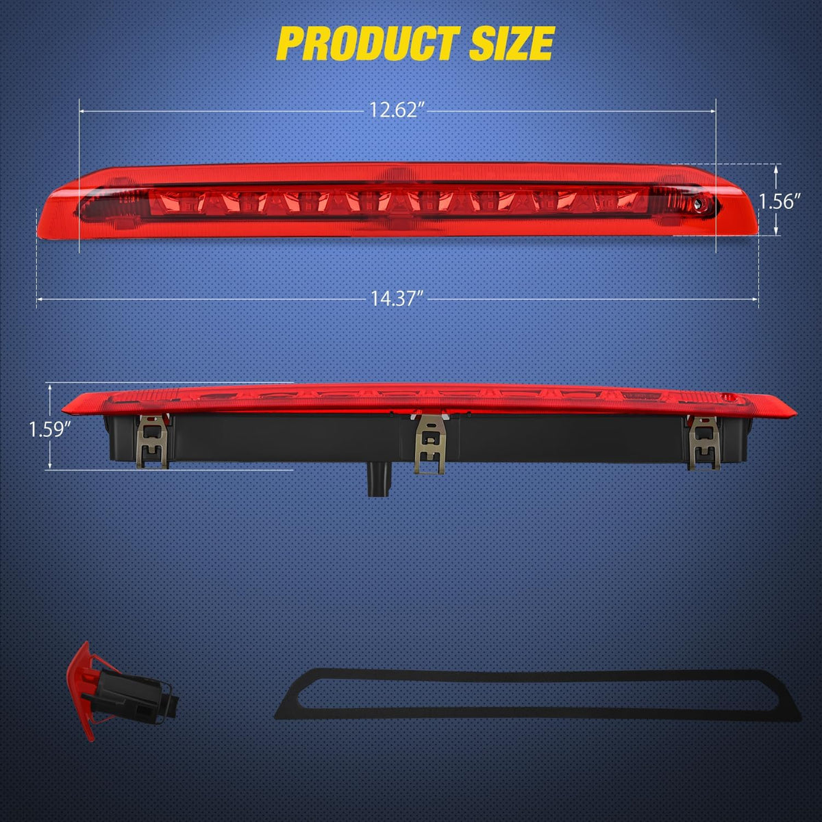 Third Brake Light for Ford Escape 2013 2014 2015 2016 2017 2018 | for Ford Escape 2013 2014 2015 2016 2017 2018, High Mount 3rd Stop LED Tail Van SUV Rear Cab Center Lamp, Red Lens