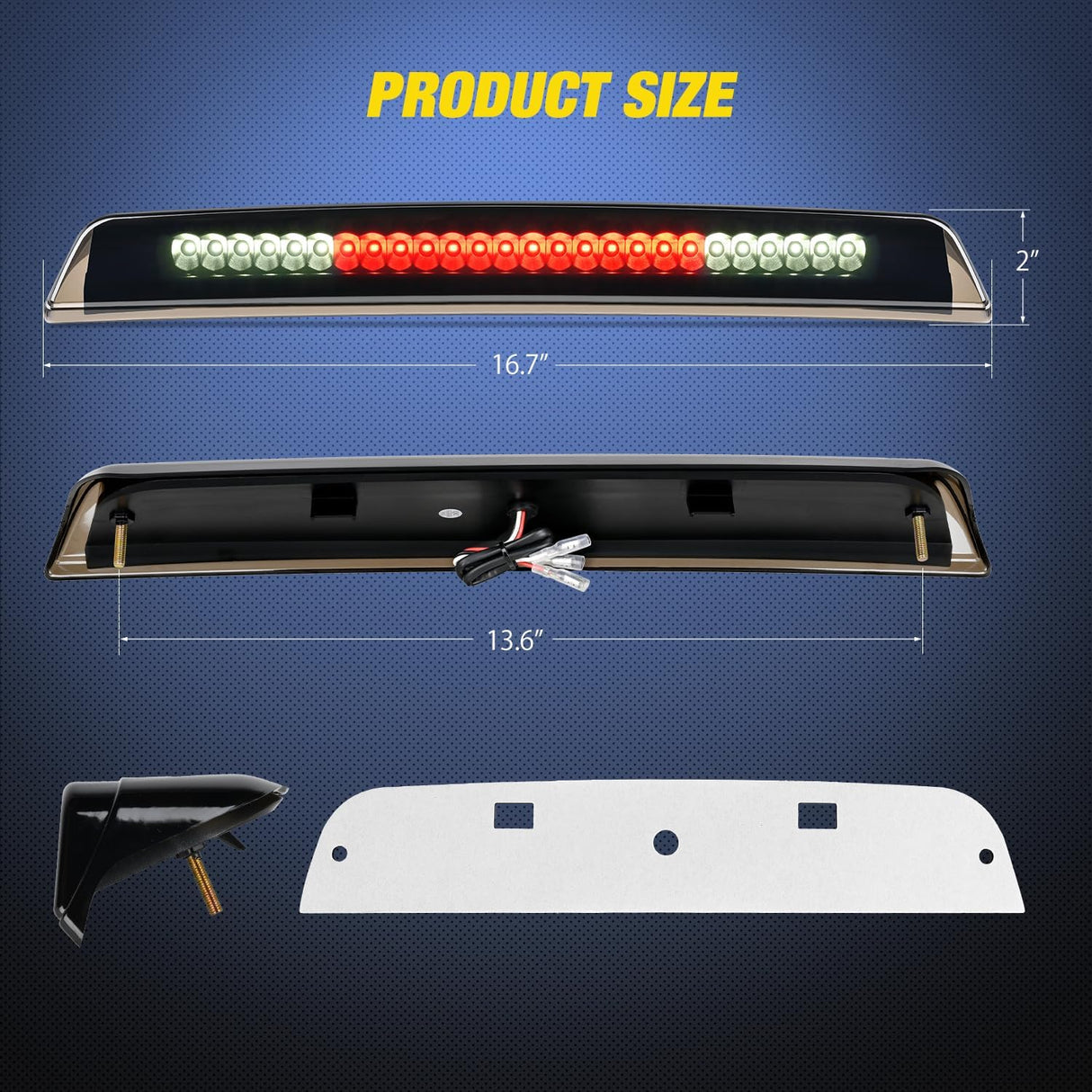 Third Brake Light Tail High Mount 3rd Stop Cargo Reverse Lights Smoked Lens Compatible with Nissan Titan 2004-2015 Nissan Frontier 2005-2016 Pickup Truck Rear Cab Lamp