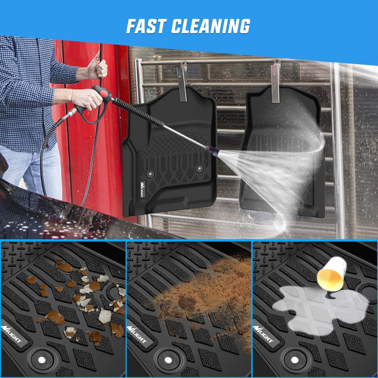 Floor Mats for Chevy Silverado GMC Sierra 1500 Crew Cab 2014-2018, Chevrolet Silverado Sierra 2500HD 3500HD 2015 2016 2017 2018 2019 All Weather Custom Fit Heavy Duty Floor Liners