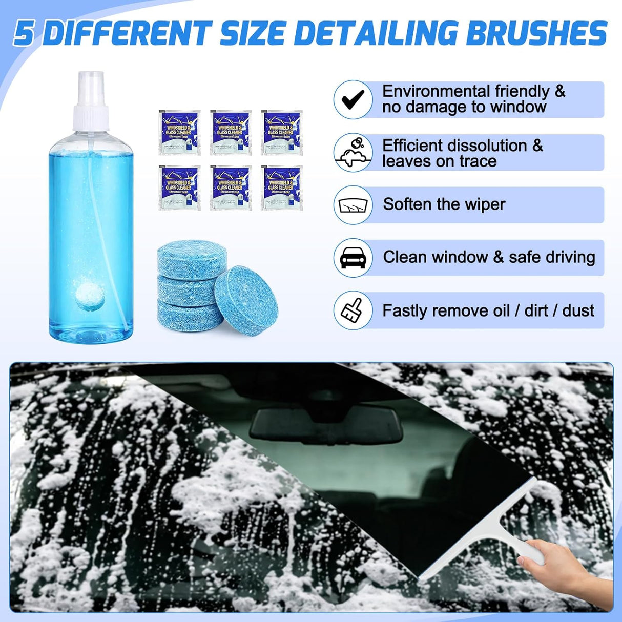 Automotive Tools 37PCS Car Detailing Kit Auto Cleaning Tools Wash Set with Storage Carry Bag Home Use for Interior Exterior Deep Clean Car Care Windshield Dashboard Seat Air Vents Wheels Tires, Blue