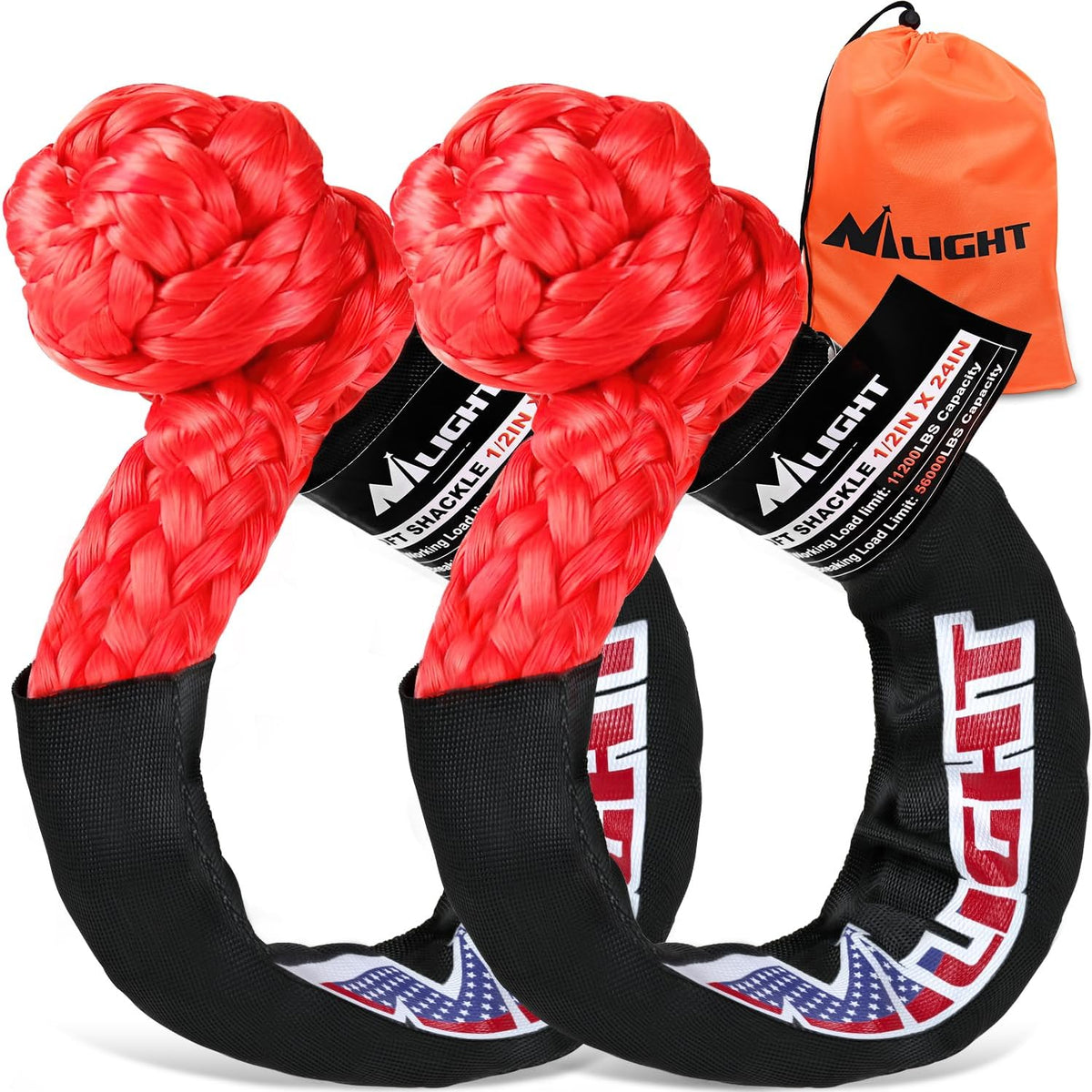 2PCS Synthetic Soft Shackles 1/2 Inch x 24 Inch 56,000 LBS Breaking ...
