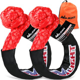 2PCS Synthetic Soft Shackles 1/2 Inch x 24 Inch 56,000 LBS Breaking Strength with Extra Sleeves Heavy Duty Recovery Rope for Sailing SUV Off-Road Towing ATV UTV Trucks 4x4 (Red)