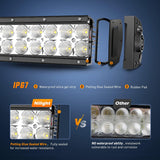 LED Light Bar 32Inch 180W Spot Flood Combo Driving Upper Windshield Roof Lighting with 12V 16AWG Wiring Harness Kit for Truck Tractor Trailer Pickup SUV 4x4 Van Camper
