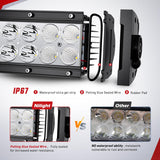 13.5 Inch 72 W LED Light Bar with Yellow Black Covers | Spot Flood Combo Lighting for Off Road Driving Fog Lamp on Motorcycle Van Camper Pickup Golf Cart ATV UTV SUV Truck Boat 4x4