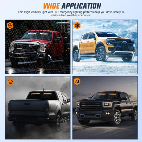 162 LED Traffic Advisor Strobe Light Bar 2-in-1 Amber White Emergency Warning Hazard Lights with Controller 4 Switchable Color 36 Flash Pattern for Trucks Cars Tow Plow Construction Vehicles