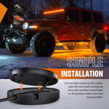 LED Rock Light 6PCS Amber Underglow Wheel Well Fender Pods Waterproof Exterior Underbody Roof Rack Side Lamps for 12V 24V Car Truck Pickups ATV UTV SUV Motorcycle Boat