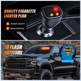 8LED Amber Traffic Advisor Strobe Light Bar Hazard Safety | with Vacuum Suction Emergency Dash Warning Flashing Lights Front/Rear Windshield Visor for Truck Police Construction Vehicles