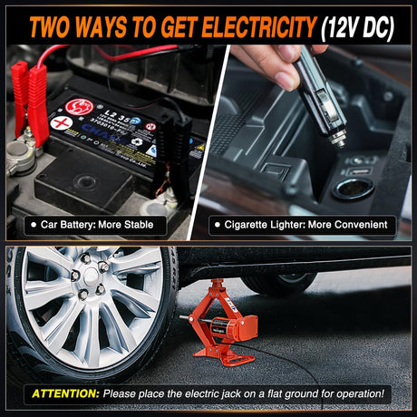 Electric Car Jack 3 Ton 6600LBS Floor Jack Kit Automatic 12V Electric Scissor Lift Jack Portable Repair Tool with Remote Control Double Jack Pads for Car Tire Change Replacement, Orange Red