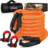Kinetic Recovery Tow Rope Kit with 3/4 Inch Anti-Theft D-Ring Shackles 1 Inch x 30ft Heavy Duty Offroad Tow Rope Snatch Strap Towing Strap kit 48,000LBS for UTV ATV SUV Truck Car Jeep Tractor