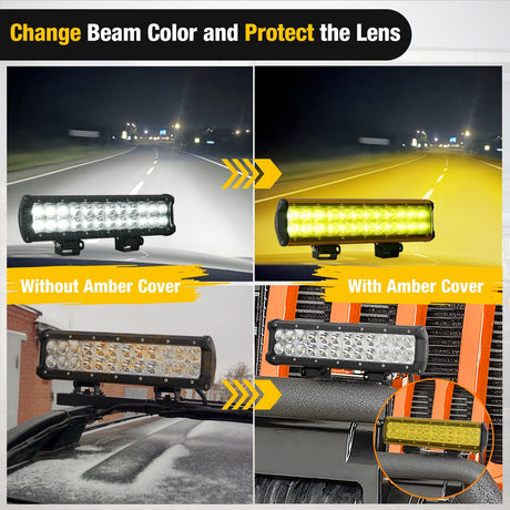 Nilight 2Pcs 12 inch Amber Light Bar Cover