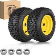16x6.50-8 Lawn Mower Tires, 16 Inch Pneumatic Rubber Tire with 3/4 Inch Axle Bore & 3 Inch Hub Length, Air-Filled Replacement Wheels for Riding Lawn Mowers, 2 Pack