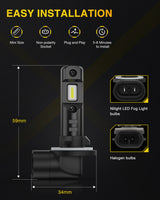 Nilight EF1 881 LED Fog Light Bulbs 200% Brightness 6000K Cool White 1:1 Mini Size Halogen Replacement 881/889/ 898/886 /894 LED Fog Light DRL Conversion Kit,Pack of 2