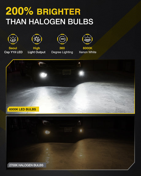 Nilight EF1 881 LED Fog Light Bulbs 200% Brightness 6000K Cool White 1:1 Mini Size Halogen Replacement 881/889/ 898/886 /894 LED Fog Light DRL Conversion Kit,Pack of 2