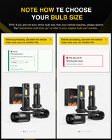 Nilight EF1 881 LED Fog Light Bulbs 200% Brightness 6000K Cool White 1:1 Mini Size Halogen Replacement 881/889/ 898/886 /894 LED Fog Light DRL Conversion Kit,Pack of 2