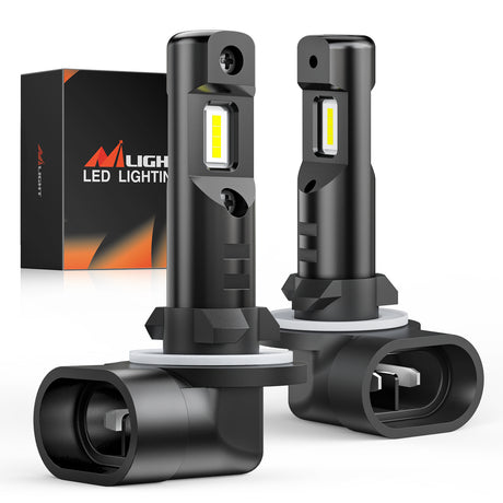 Nilight EF1 881 LED Fog Light Bulbs 200% Brightness 6000K Cool White 1:1 Mini Size Halogen Replacement 881/889/ 898/886 /894 LED Fog Light DRL Conversion Kit,Pack of 2