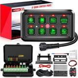 8Gang Multifunction Green Rocker Switch Panel System Nilight