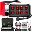 8Gang Multifunction Red Rocker Switch Panel System Nilight