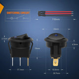 Rocker Switch 8Pcs 12V 20A Round Toggle LED Switch With Wires