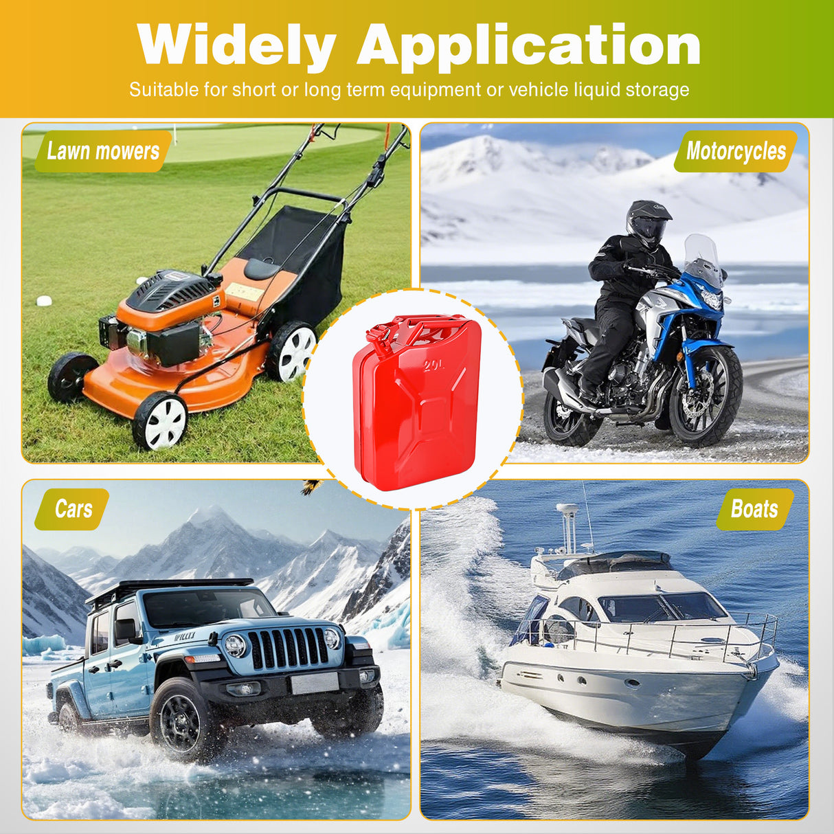 Gas Can Metal Gas Can 5 Gallon with Spout System and Handle, 20 Litre Metal Container for Gasoline Trucks Cars ATV Motorcycle Equipment, No Spill Steel Safety Gas Fuel Cans Red, 1 Pack