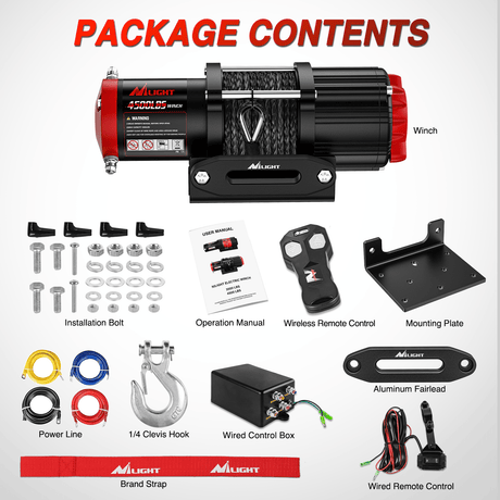 winch hook 4500 lb ATV/UTV Electric Winch Kit With Synthetic Winch Rope