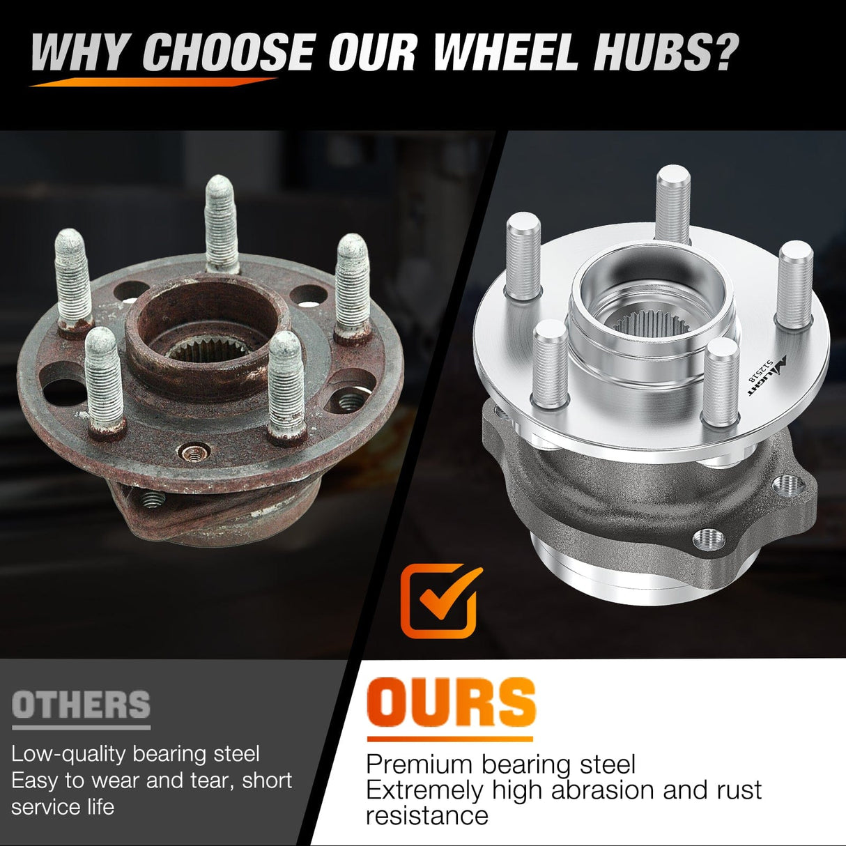 Motor Vehicle Parts Rear Wheel Bearing and Hub Assembly for Subaru Forester 2014 2015 2016 2017 2018, Impreza 2012-2019 2020-2021, Crosstrek 2016-2021, XV Crosstrek 2013-2015 with 5-Lug, OEM 512518