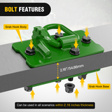 Nilight 2PCS Tractor Bucket Hooks with Tie Down Ring, Bolt-On Grab Hook with Back Plates Compatible with Trailer RV UTV Truck, Grade 70 Grade Forged Steel Max 15000 lbs, Green